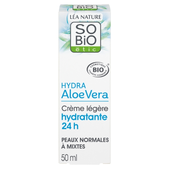 Crème Hydratante 24h Visage Peau Normale à Mixte Aloe Vera Bio SO'BIO ETIC