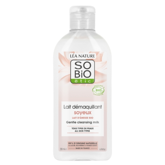 Lait Démaquillant Visage Tous Types de Peaux au Lait d'Anesse Bio SO'BIO ETIC