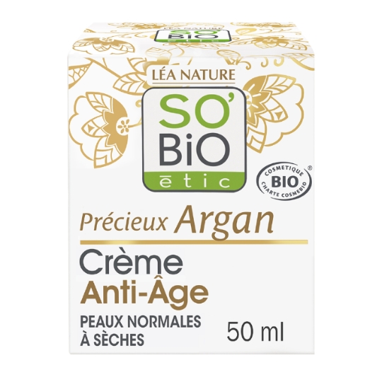 Crème Anti-âge Jour Visage Précieux Argan Bio Lisse et Raffermie SO'BIO ETIC