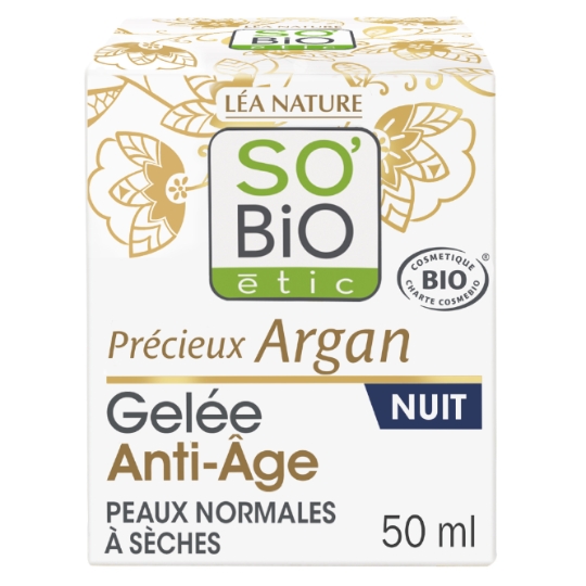 Crème Anti-âge Nuit Visage Régénère Nourrit Protège Argan Bio et Céramides Naturels SO'BIO ETIC