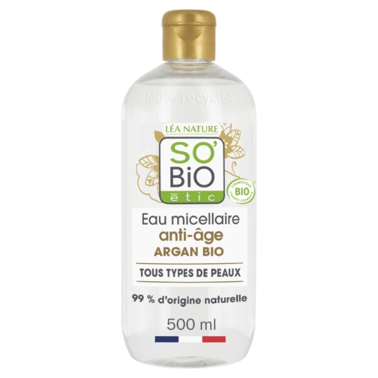 Eau micellaire Anti-âge Visage Argan Bio et Acide Hyaluronique SO'BIO ETIC