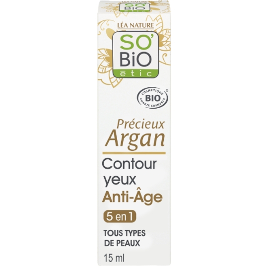 Crème Anti-âge Contour des Yeux et Lèvres Hydrate Illumine Lisse Prévient Réduit les Poches Argan Bio SO'BIO ETIC