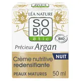 Crème Nutritive Redensifiante Nuit Visage Peau Mature et Sèche Huile d'Argan Bio Collagène Végétal Huile de Camélia Bio Précieux Argan Bio SO'BIO ETIC SO'BIO ETIC
