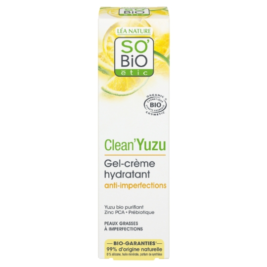 Gel crème Hydratant Anti-Imperfections Visage Yuzu Bio et Zinc Pca Clean'Yuzu SO'BIO ETIC