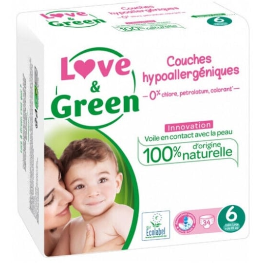 Love And Green Couches Hypoallergéniques Taille 6 Paquet De 34 LOVE & GREEN