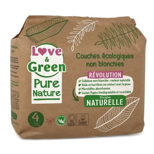 Love And Green Couches Hypoallergéniques Non Blanchies Pure Nature -t4 X 38 LOVE & GREEN