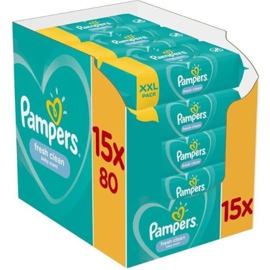 Pampers Lingettes Bébé Freshclean - Lot De 15 X 80 Lingettes - 1200 Lingettes PAMPERS