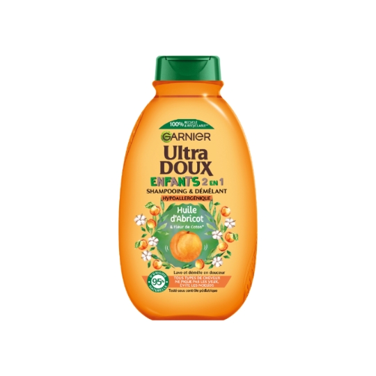 Shampoing 2en1 Démêlant pour Enfant Abricot et Fleur de coton ULTRA DOUX
