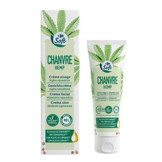 Crème Visage Réparatrice Hydratante Chanvre CARREFOUR SOFT