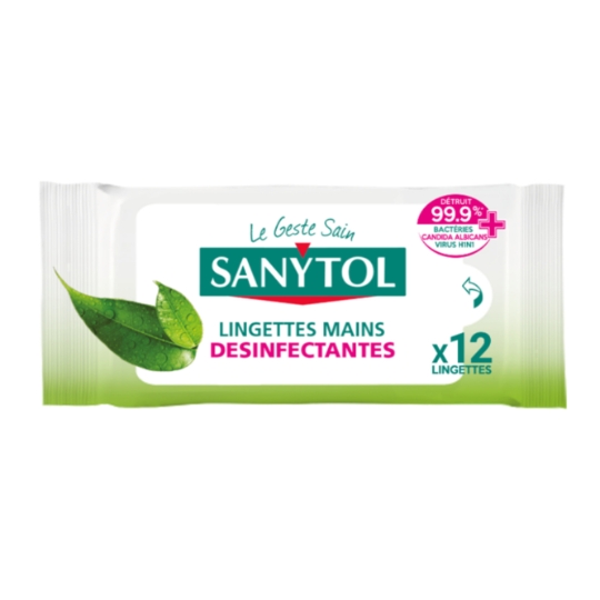 Lingettes Désinfectantes Mains Thé Vert SANYTOL