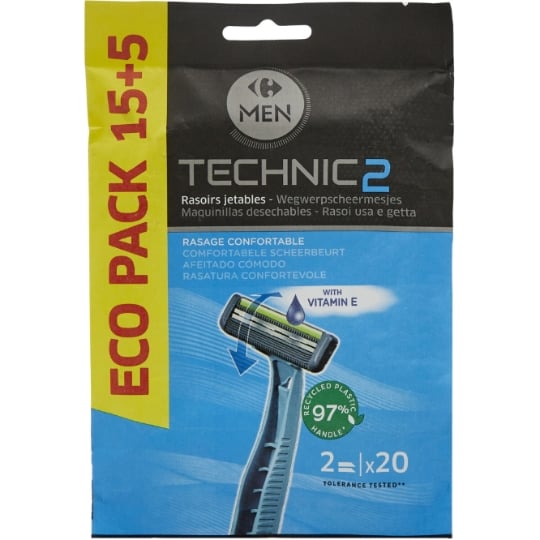 Rasoirs Jetables Technic 2 Homme CARREFOUR MEN