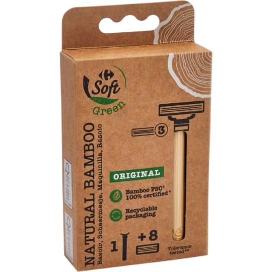 Rasoir Bambou 3 Lames Homme Avec Recharges CARREFOUR SOFT