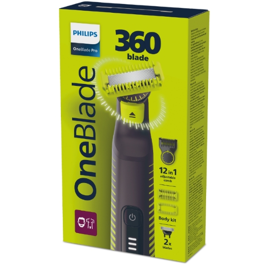 Tondeuse OneBlade Pro Visage et Corps Lame 360 Réglable 12 en 1 Kit Corps 2 Lames PHILIPS