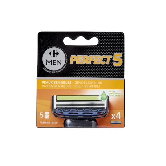 Lames de rasoir Pour Homme Perfect 5 Peau Sensible CARREFOUR MEN