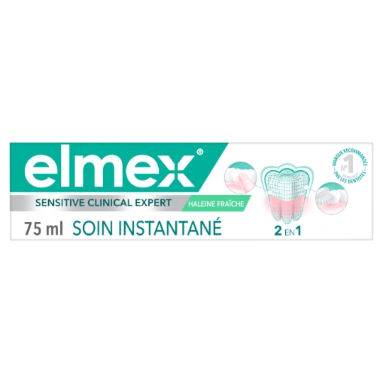 Dentifrice  Sensitive Clinical Expert - Soin Instantané - Haleine Fraîche ELMEX