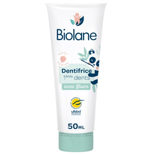 Dentifrice Bébé 0-3ans Anti-caries Apaise Poussées Dentaires Fraise BIOLANE