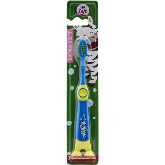 Brosse à dents extra soft pour enfants de 3-6 ans avec double ventouse Extra Souple Enfant 3-6 Ans CARREFOUR SOFT