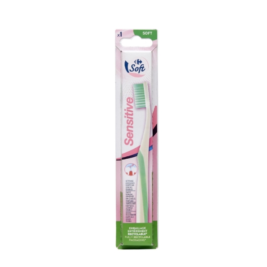 Brosse à dents sensitive, nettoyage en douceur et adapté aux gencives sensibles CARREFOUR SOFT