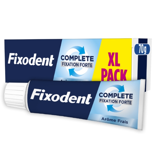 Crème Adhésive pour Prothèses Complete Fixation Forte Arôme Frais  FIXODENT