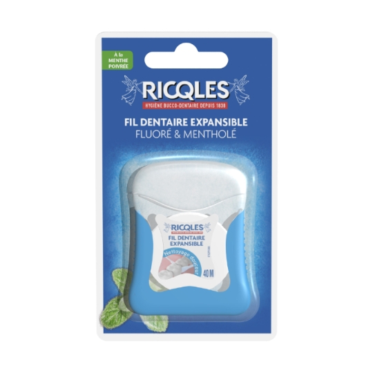 Fil dentaire Expansible Fluoré Mentholé Ciré Nettoyage Douceur Dents Sensibles RICQLES