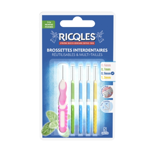 Brossettes Interdentaires Réutilisables Multi-Tailles Tête Flexible Nettoyage Précis RICQLES