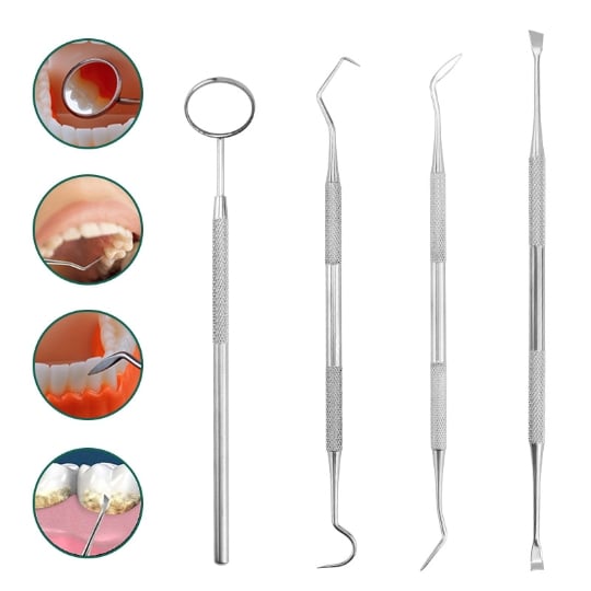 Kit D'hygiène Dentaire En Acier Inoxydable 4 Pièces INF