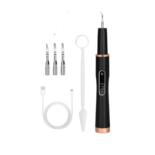 Nettoyeur De Dents À Ultrasons Et 4 Têtes De Nettoyage Black INF