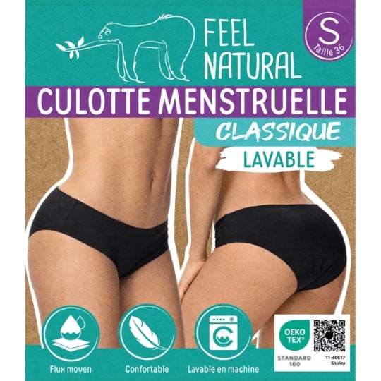 Culotte menstruelle Taille S Noire Classique FEEL NATURAL