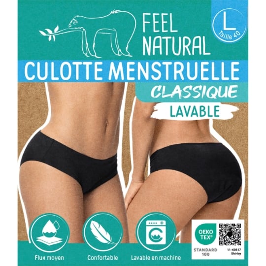 Culotte menstruelle Taille L Noire Classique FEEL NATURAL
