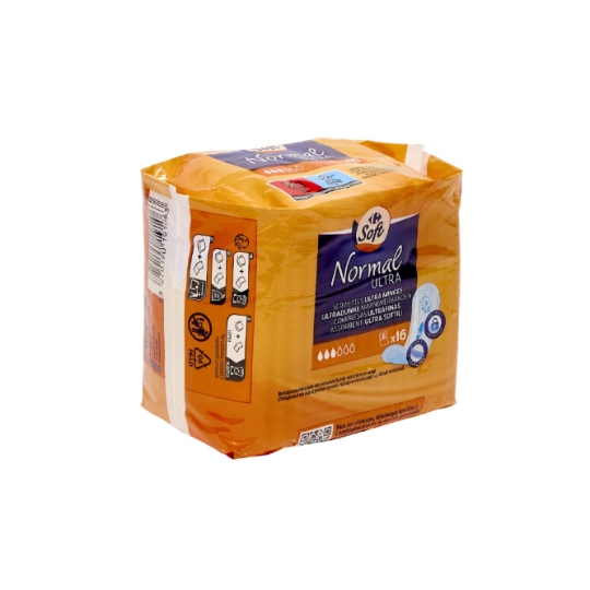 Serviettes Hygiéniques sans Ailettes Normal Ultra Ultra-minces CARREFOUR SOFT