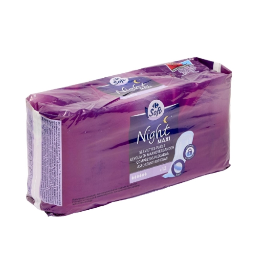 Serviettes Hygiéniques sans Ailettes Nuit Maxi CARREFOUR SOFT