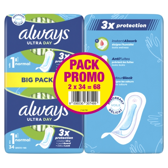 Serviettes Hygiéniques Ultra Day Normal Taille 1 ALWAYS