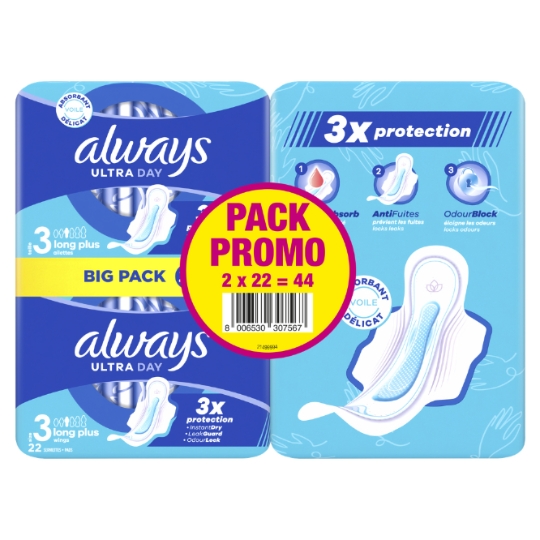 Serviettes Hygiéniques Ultra Day Avec Ailettes Long Plus Taille 3 ALWAYS
