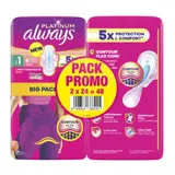 Serviette Hygiénique Platinum Taille 1 Léger/Modéré Jour ALWAYS