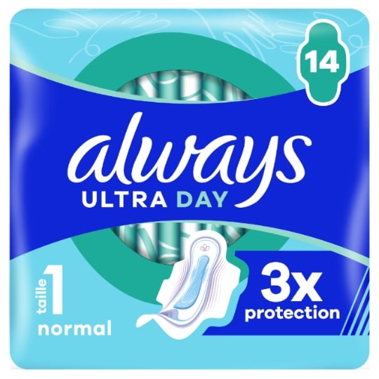Serviettes Hygiéniques avec Ailettes Normal Taille 1 Ultra Day ALWAYS