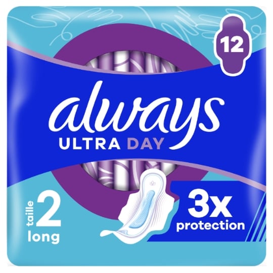 Serviettes Hygiéniques avec Ailettes Long Taille 2 Ultra Day&Night ALWAYS