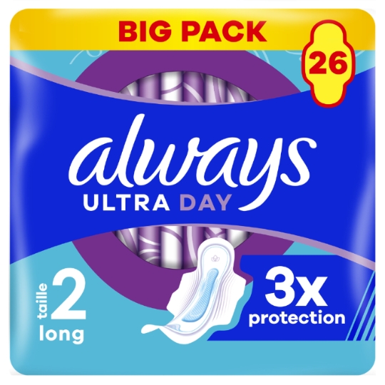 Serviettes Hygiéniques avec Ailettes Long Taille 2 Ultra ALWAYS