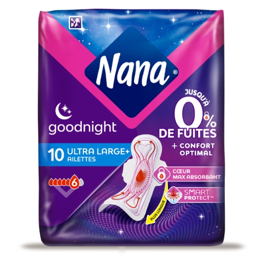 Serviettes Hygiéniques avec Ailettes Ultra Large Plus Goodnight NANA