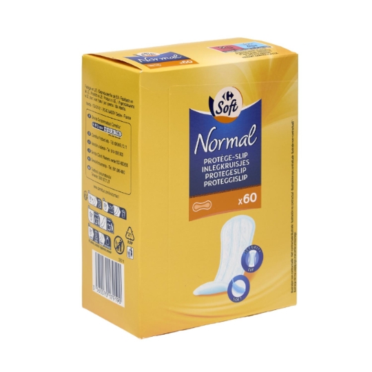 Protège-slip normal à plat, forme anatomique et voile douceur CARREFOUR SOFT