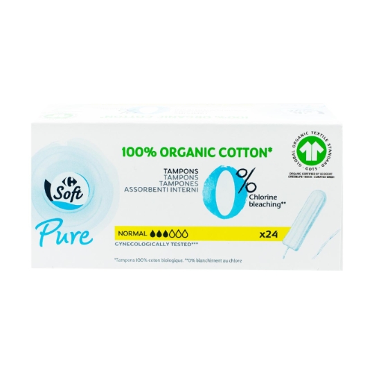 Tampons normaux 100% coton biologique без applicateur CARREFOUR