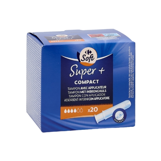 Tampons avec applicateur compact Super + CARREFOUR SOFT