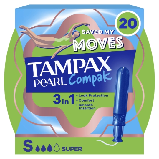 Tampons avec Applicateur 3en1 Super Pearl Compak TAMPAX