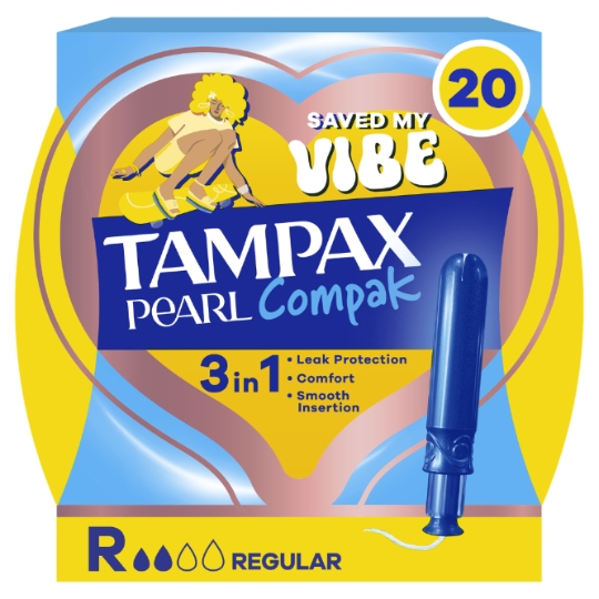 Tampons avec Applicateur 3en1 Régular Pearl Compak TAMPAX