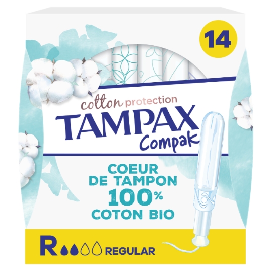 Tampons avec Applicateur Coton Bio Regular Compak TAMPAX
