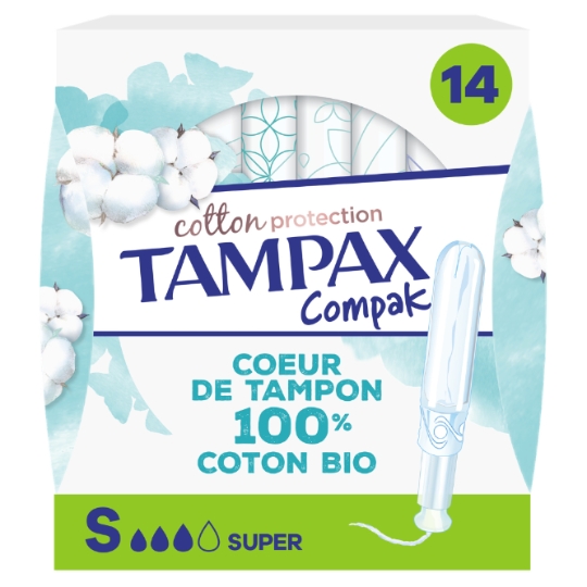 Tampons avec Applicateur Coton Bio Super Compak TAMPAX