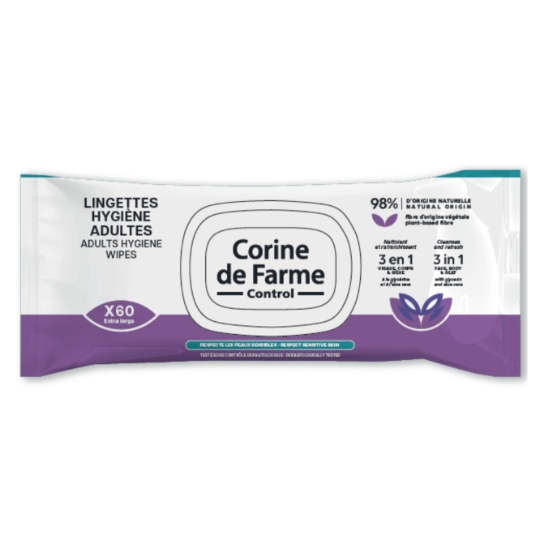Lingettes Hygiéniques Adulte pour Peaux Sensibles Extra Large CORINE DE FARME