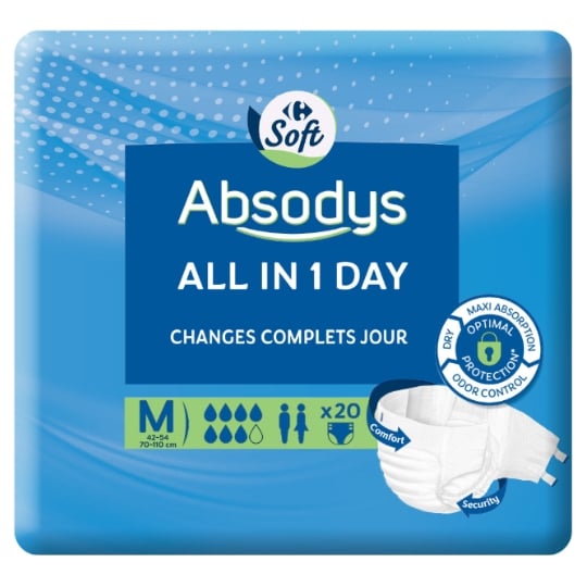 Couches fuites urinaires Jour Taille M Absodys All In Day CARREFOUR SOFT