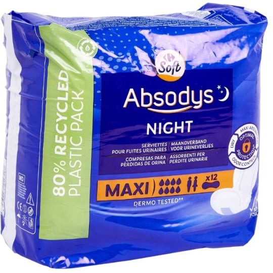 Serviettes Fuite Urinaire Nuit Maxi Absodys CARREFOUR SOFT