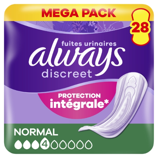 Serviettes pour Fuites Urinaires Protection Intégrale Normal Discreet ALWAYS