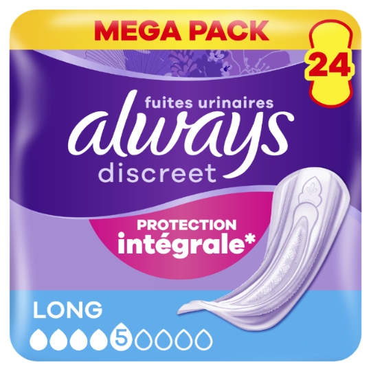 Serviettes pour Fuites Urinaires Long Discreet ALWAYS